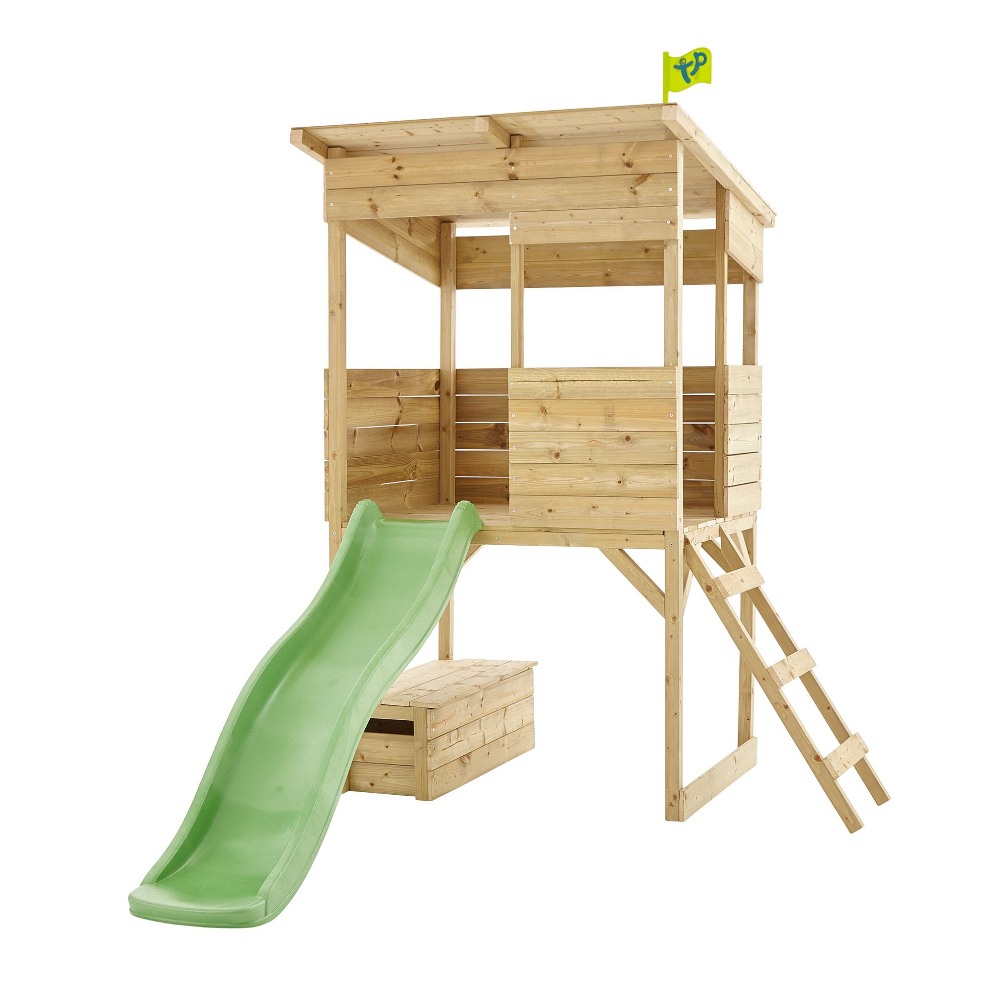 TP Toys 7x8 ft Tree top Timber Tower slide playhouse - Assembly required