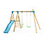 TP Toys Knightswood Double Brown & Green Wooden Swing set & slide