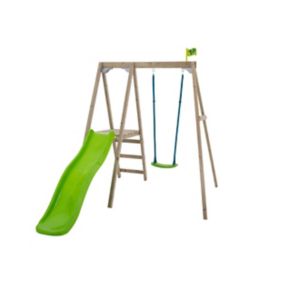 TP Toys Multiplay BROWN GREEN Wooden Swing set & slide