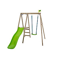 TP Toys Multiplay Green & Wood Swing & slide (L) 1890mm x (W) 2760mm