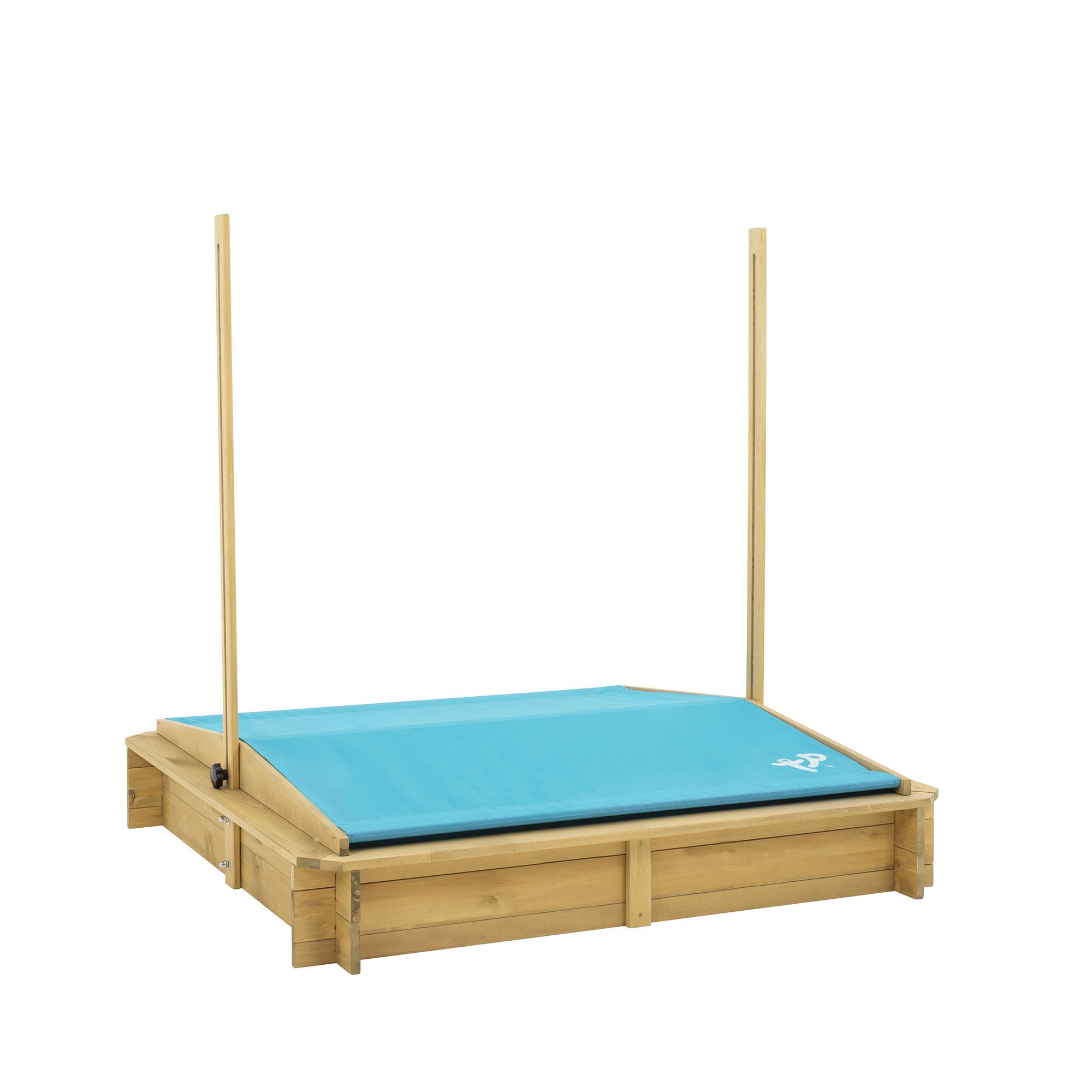 TP Toys Timber Rectangular Sand pit, Pack of 1 with Canopy