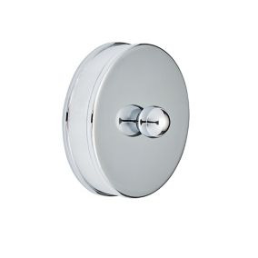 Trademark Round Chrome effect Metal End cap (L)58mm (W)13mm, Pack of 2