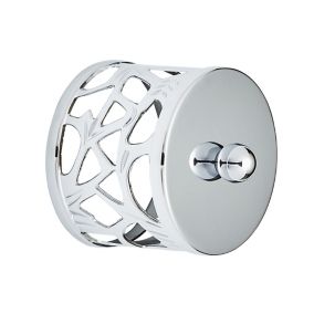 Trademark Round Polished Chrome effect Metal End cap (L)58mm (W)43mm, Pack of 2