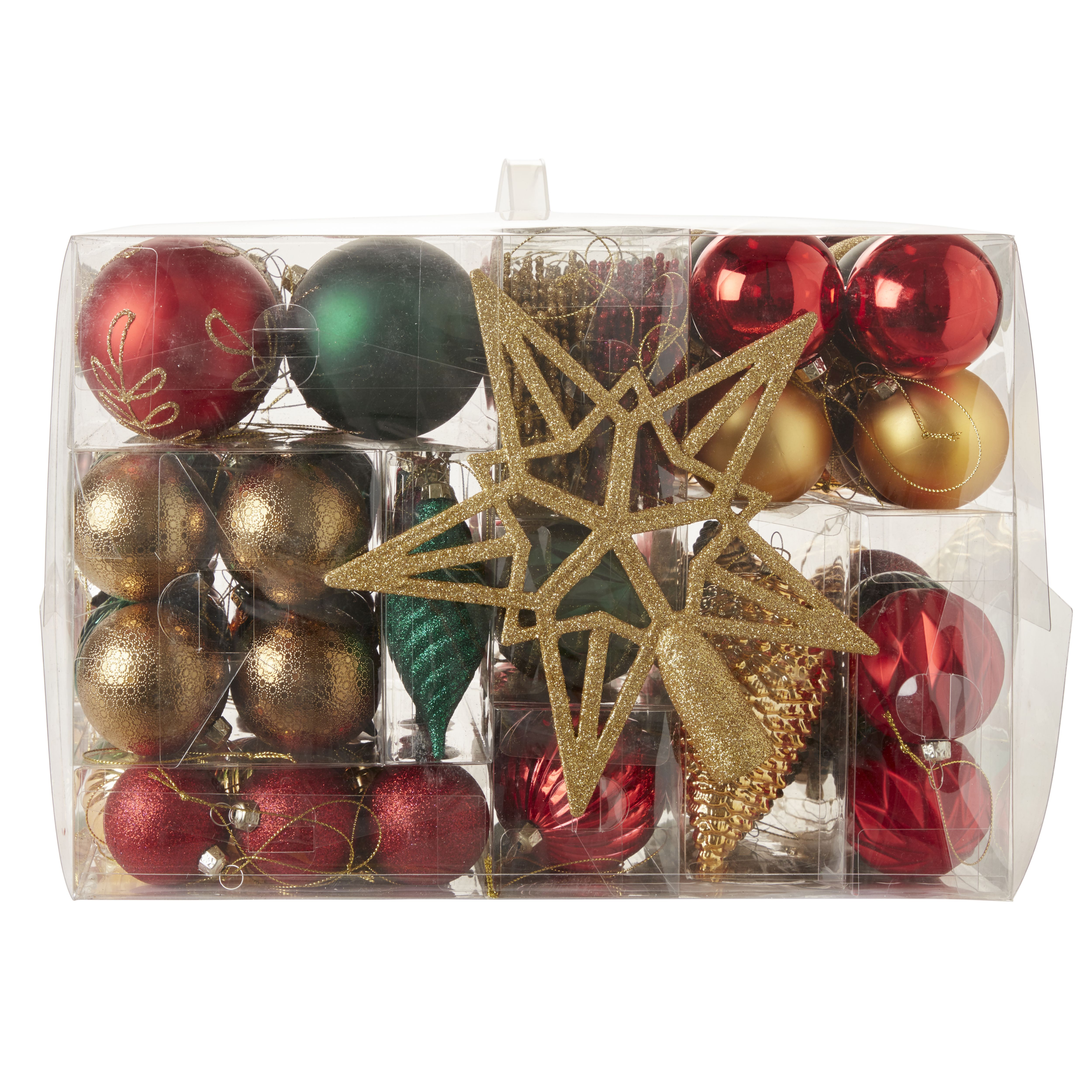 Traditional Blue Assorted Plastic Christmas bauble set, Set of 100