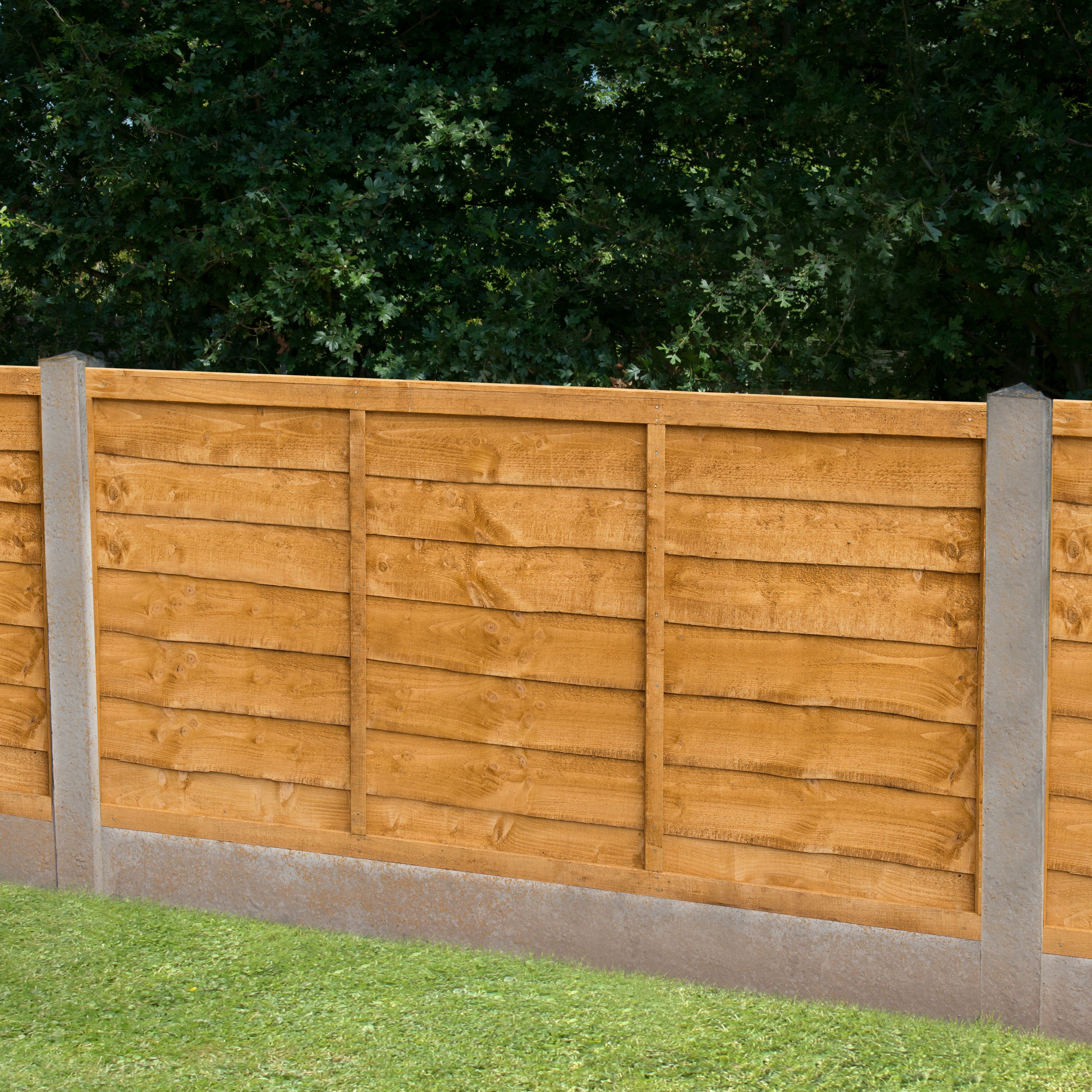 Traditional Lap 3ft Brown Wooden Fence panel (W)1.83m (H)0.91m
