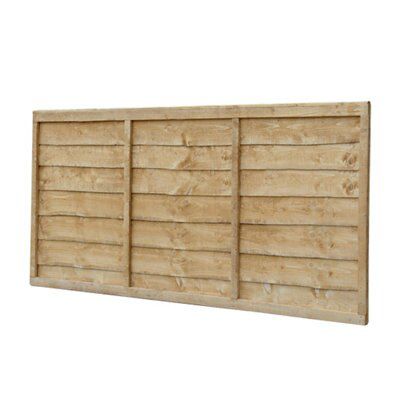 Traditional Lap Pressure treated 3ft Green Wooden Fence panel (W)1.83m (H)0.91m, Pack of 3