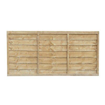 Traditional Lap Pressure treated 3ft Green Wooden Fence panel (W)1.83m (H)0.91m, Pack of 3
