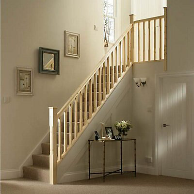 Traditional Pine Chamfer 41mm Banister, Wooden Stair Handrails B Q
