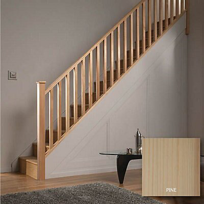Traditional Pine Square 41mm Banister, Wooden Stair Handrails B Q