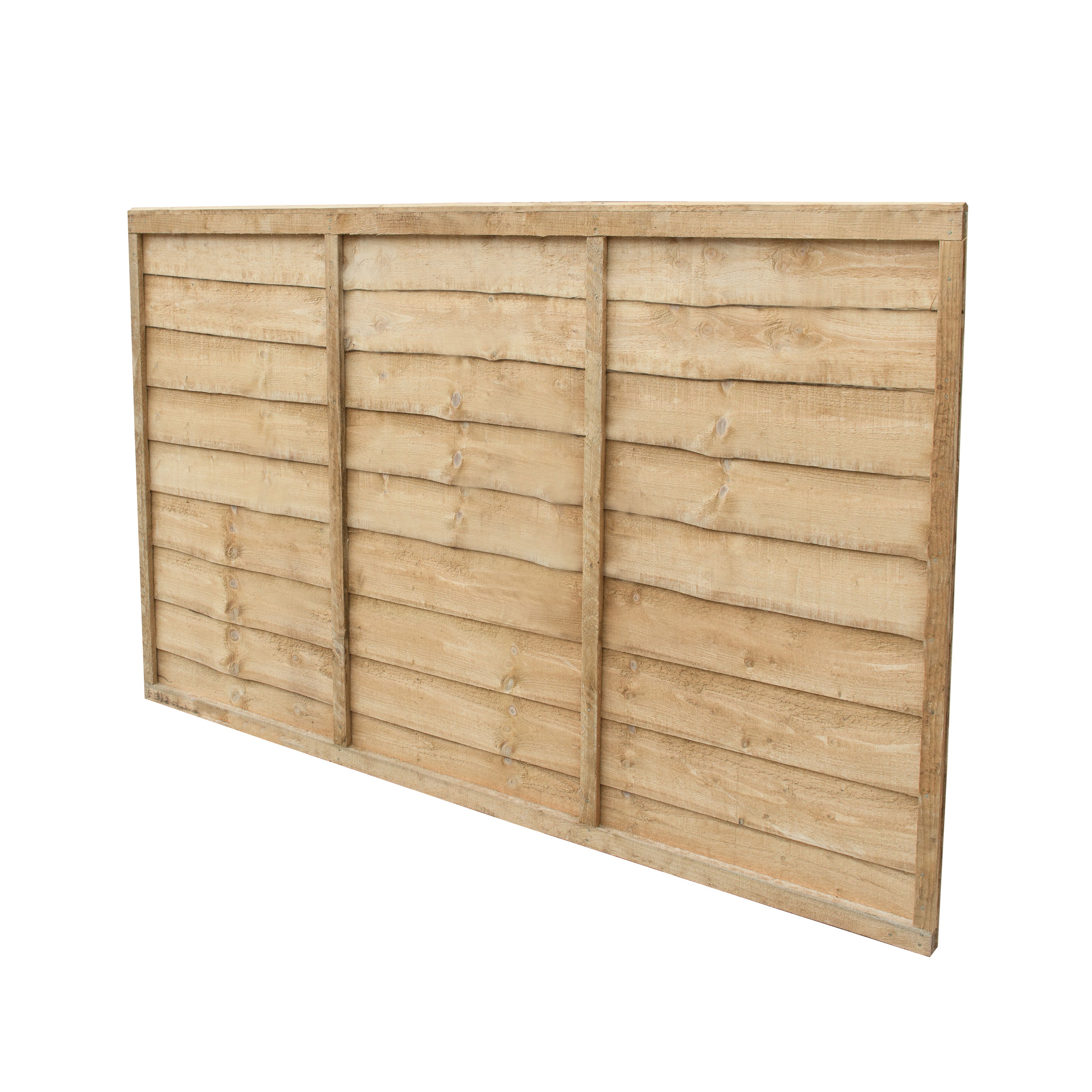 Traditional Pressure treated 4ft Green Wooden Fence panel (W)1.83m (H)1.22m, Pack of 4