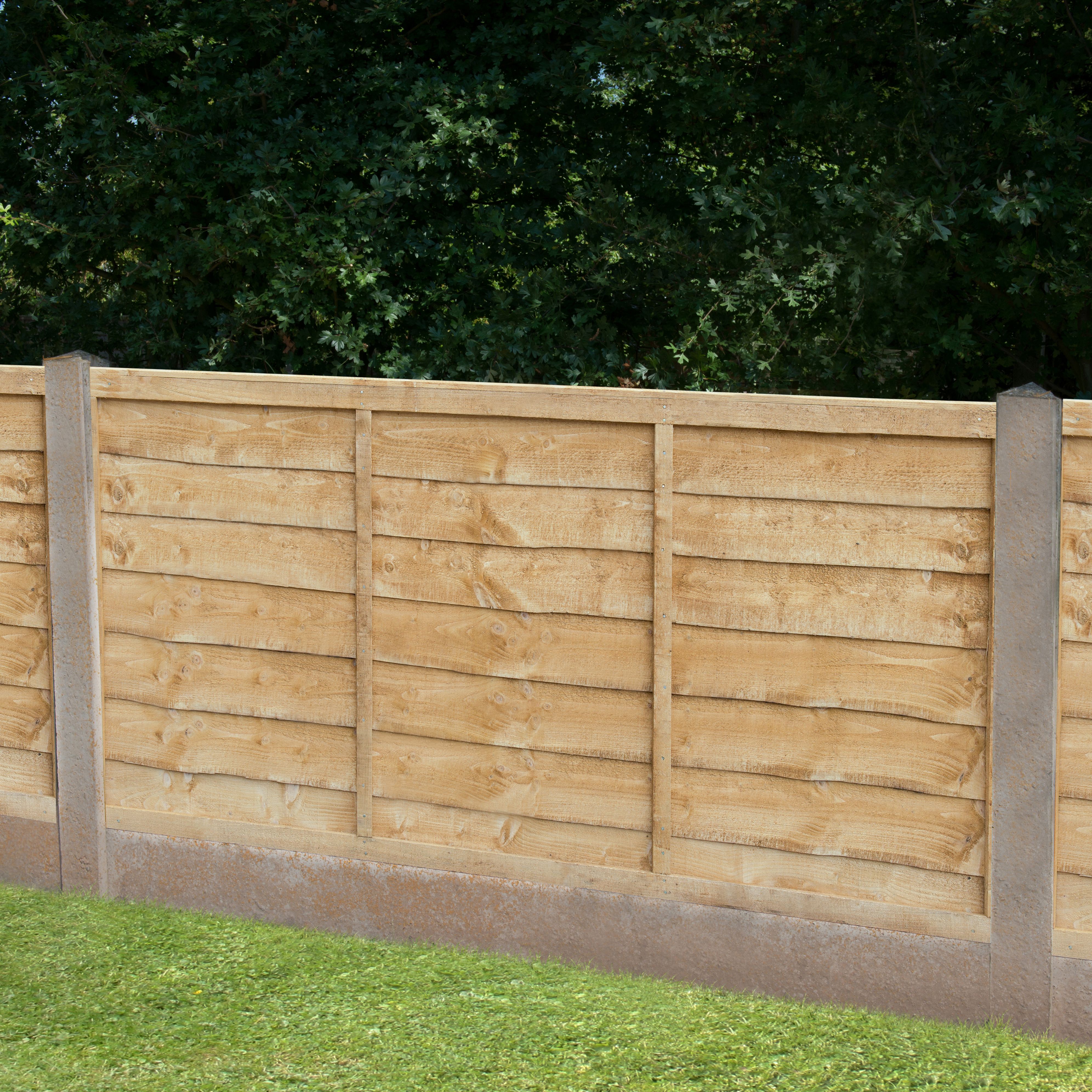 Traditional Pressure treated 4ft Green Wooden Fence panel (W)1.83m (H)1.22m, Pack of 4