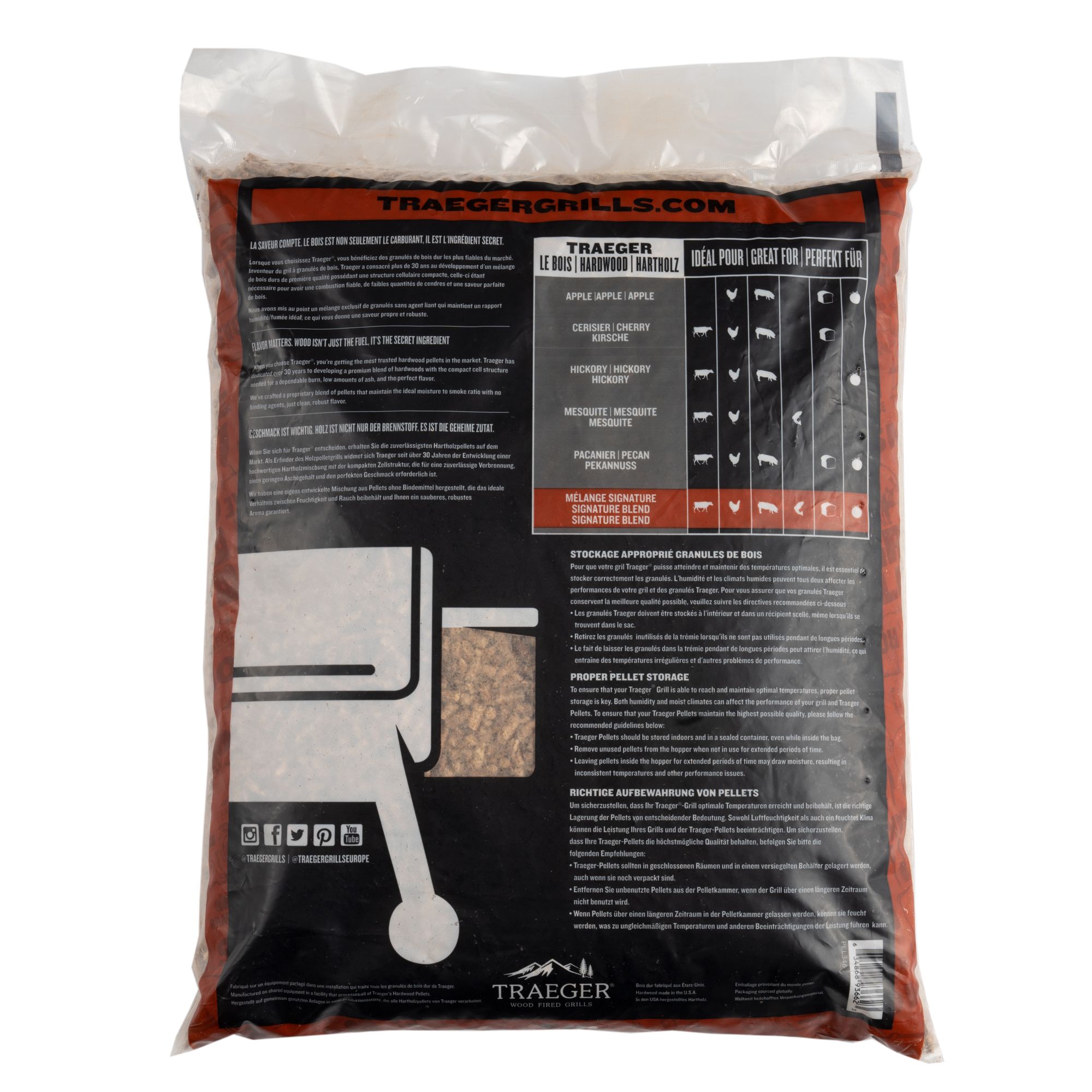 Traeger Signature blend Hardwood Kiln dried Cherry Wood pellets 9.1kg