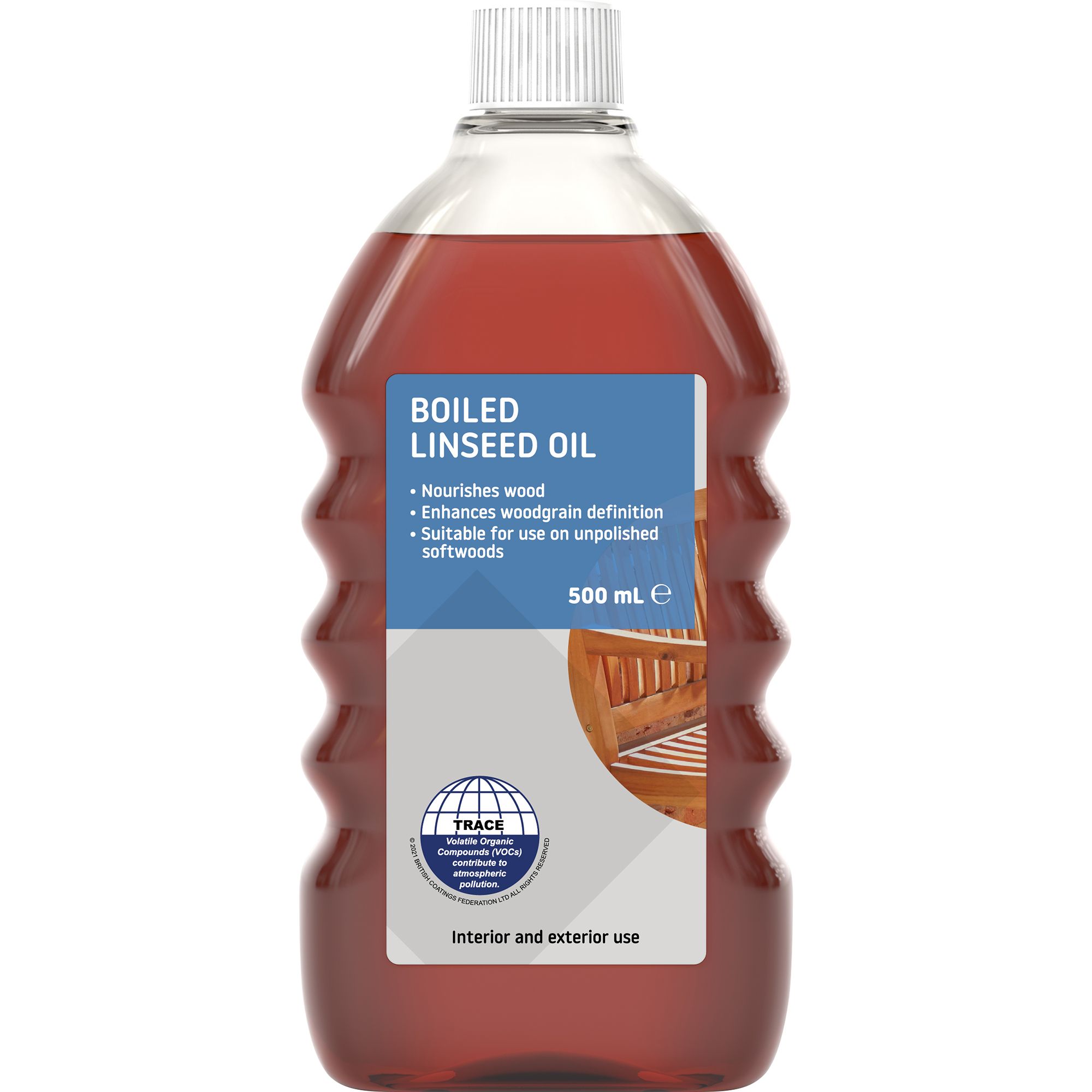 Transparent brown Satin Boiled linseed Furniture Wood oil, 500ml