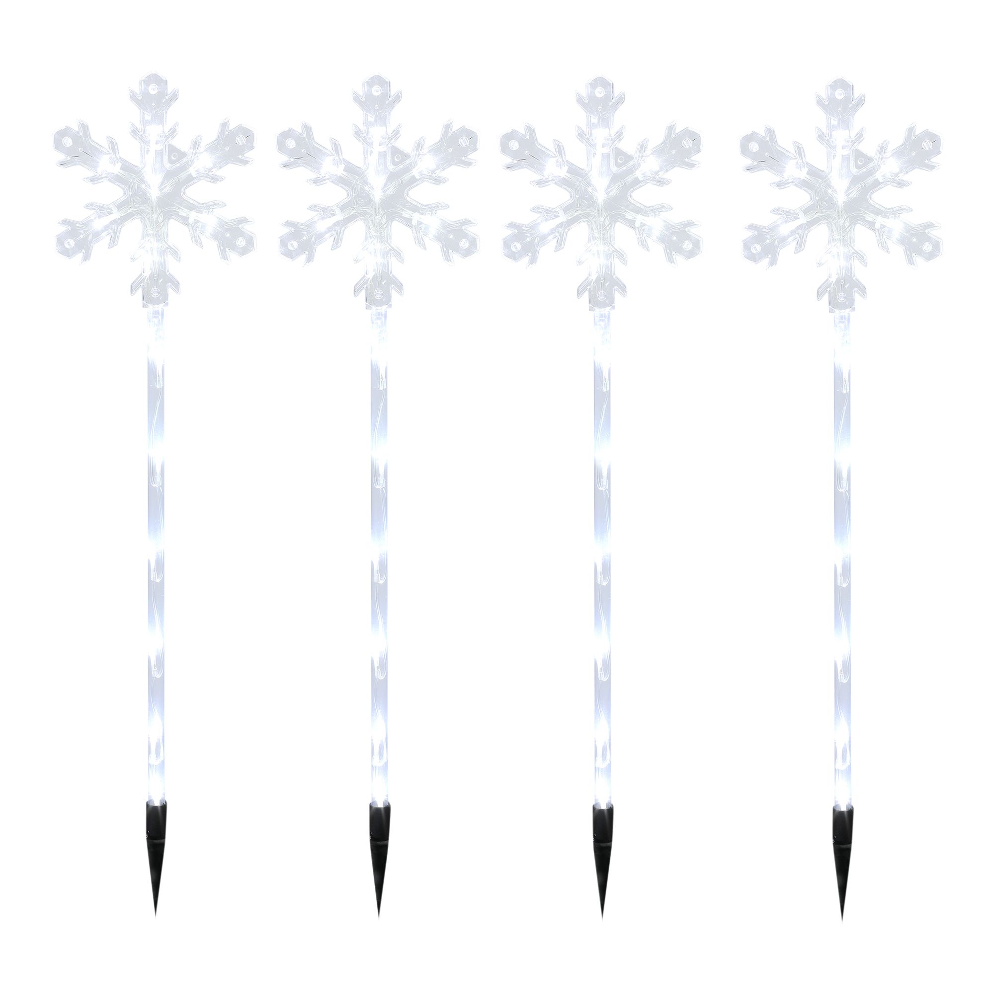 Transparent LED Snowflakes Stake light, Set of 4 | DIY at B&Q