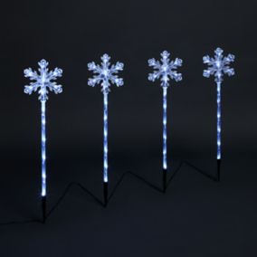 Transparent LED Snowflakes Stake light, Set of 4