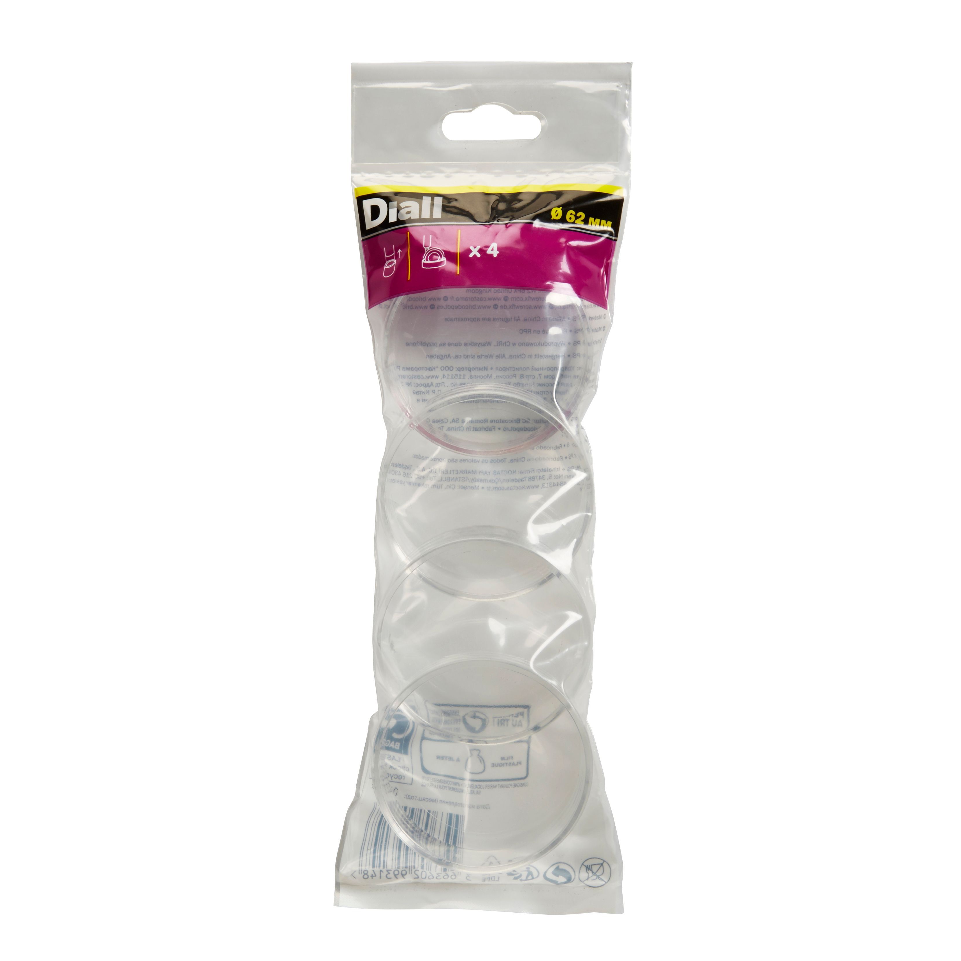 Transparent Plastic Leg protectors (Dia)62mm, Pack of 4