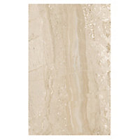 Travertina Light beige Gloss Flat Ceramic Indoor Wall Tile, Pack of 10, (L)402.4mm (W)251.6mm