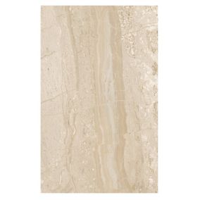 Travertina Light beige Gloss Flat Ceramic Wall Tile, Pack of 10, (L)402.4mm (W)251.6mm