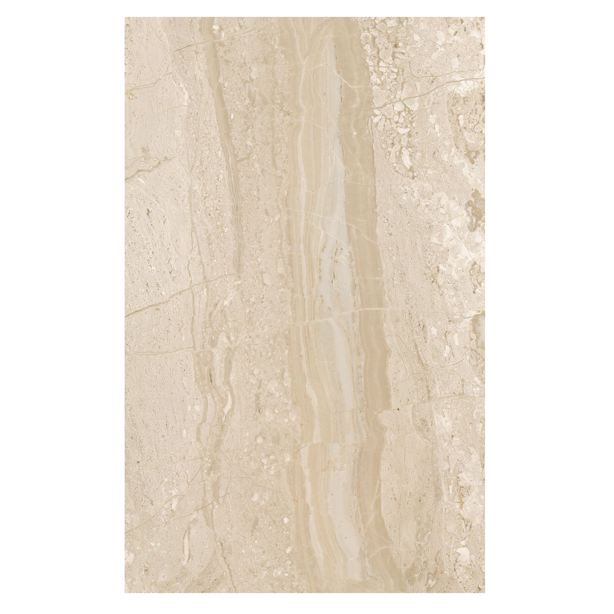 Travertina Light beige Gloss Flat Stone effect Ceramic Indoor Wall Tile, Pack of 10, (L)402.4mm (W)251.6mm