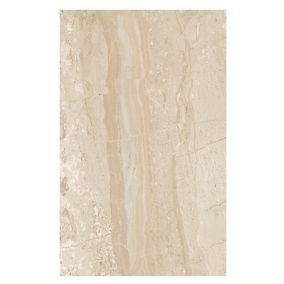 Travertina Light beige Gloss Plain Marble effect Ceramic Wall Tile Sample