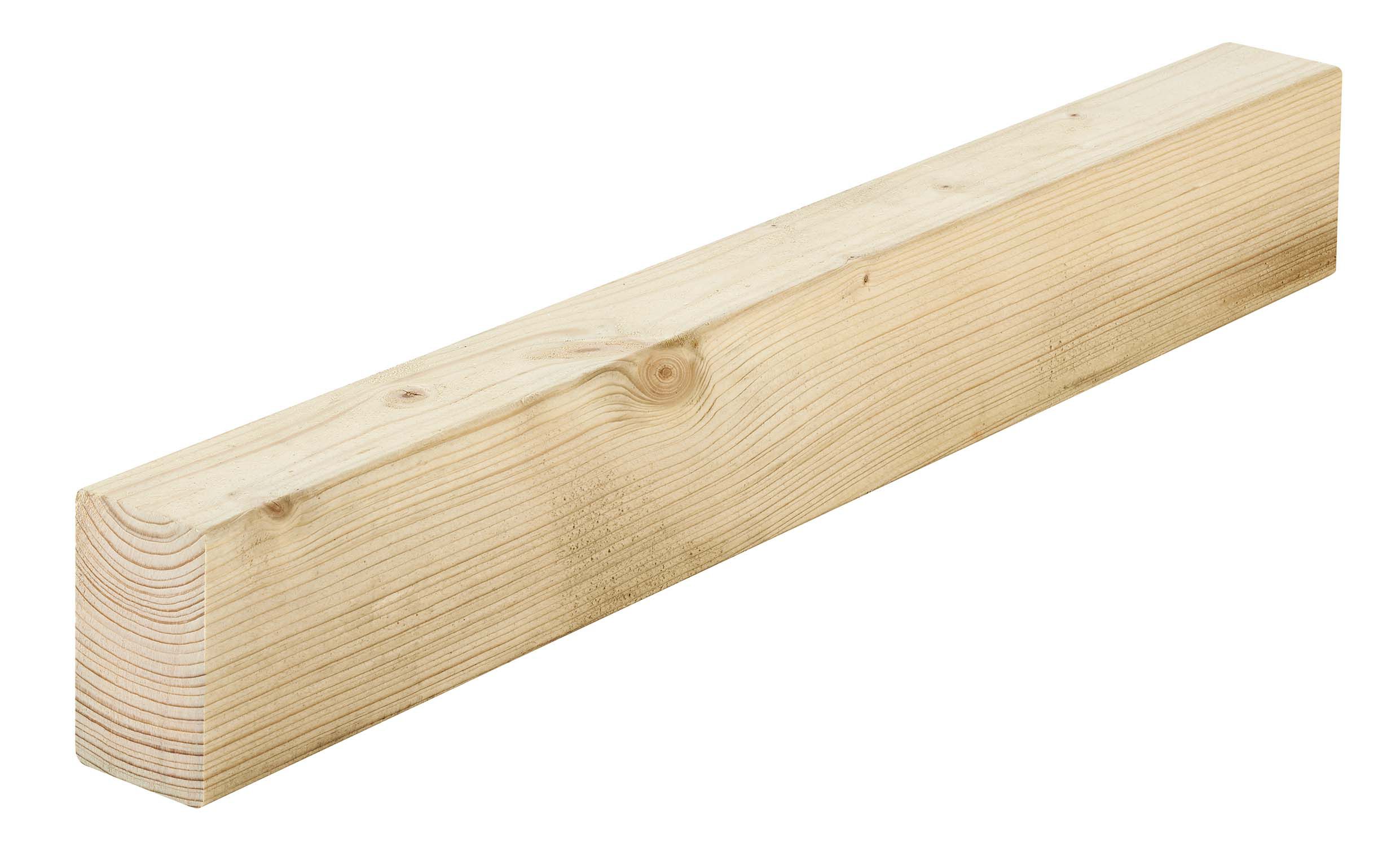 Treated Smooth Planed Round edge Treated Carcassing timber (L)2.4m (W)70mm (T)45mm, Pack of 6