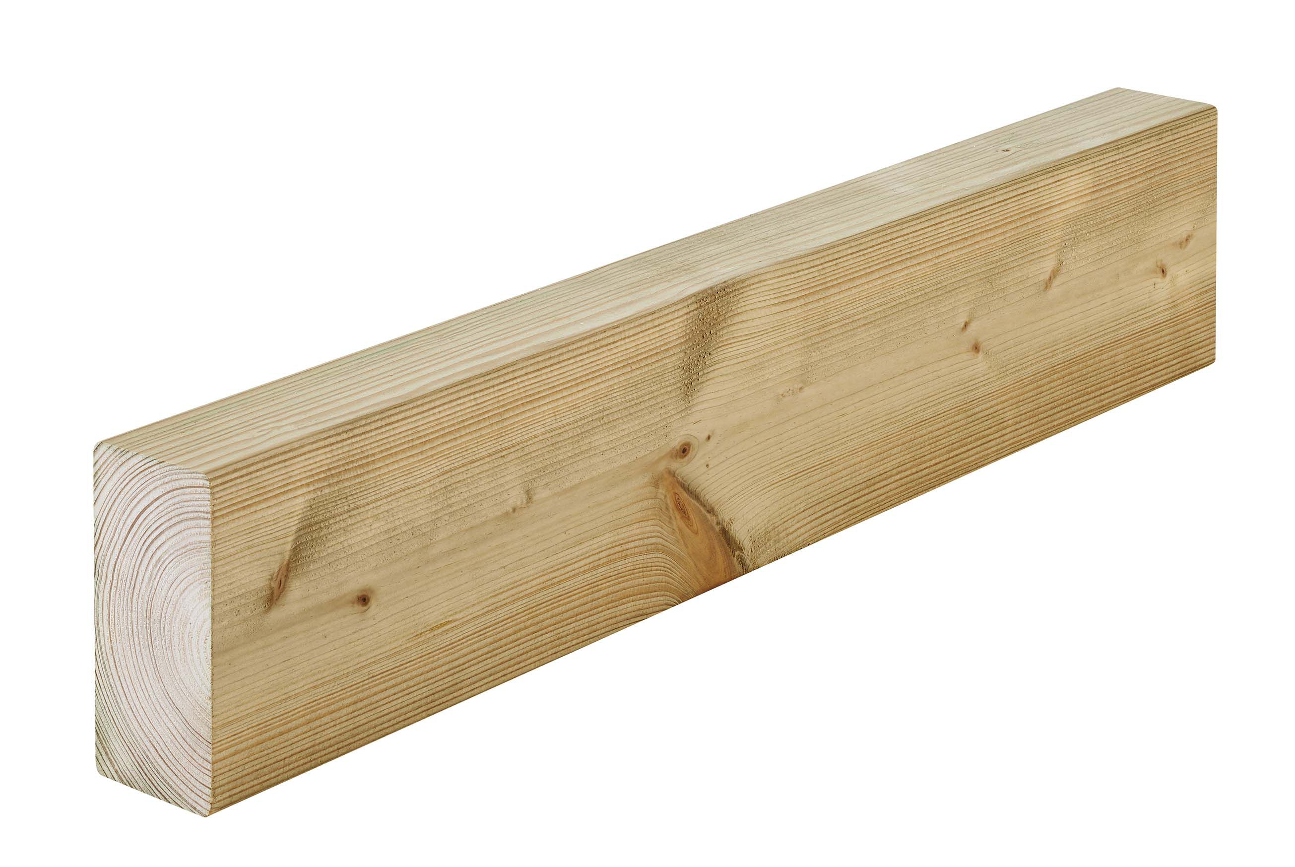 Treated Smooth Planed Round edge Treated Carcassing timber (L)2.4m (W)95mm (T)45mm, Pack of 4
