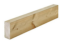 Treated Smooth Planed Round edge Treated Redwood pine Carcassing timber (L)2.4m (W)95mm (T)45mm, Pack of 4