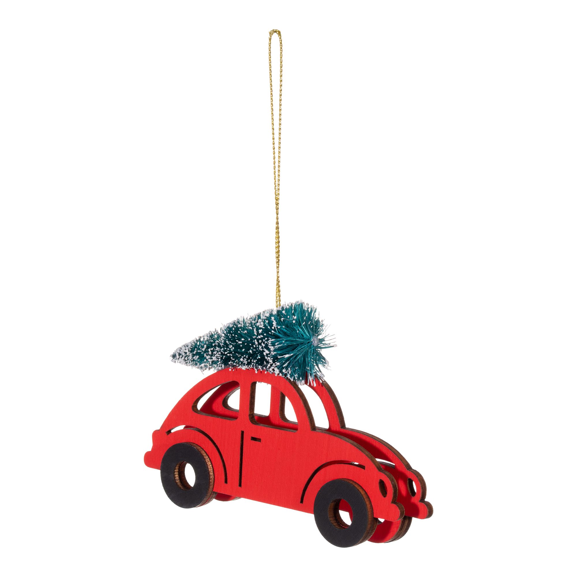 Tree-topped car Wood Hanging decoration - Multicolour
