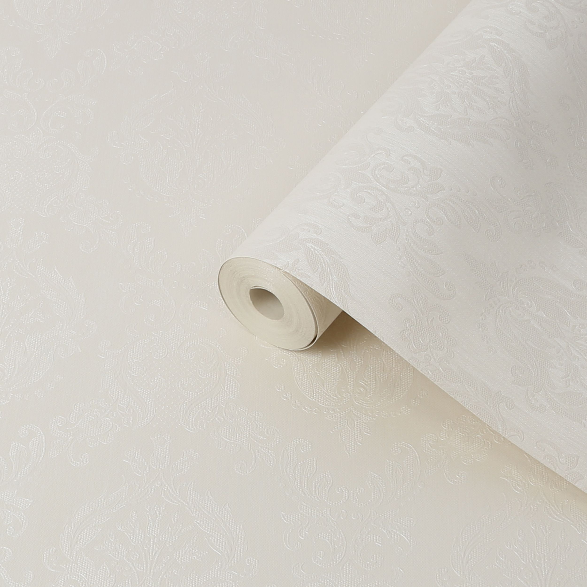 Tregenna Cream Damask Textured Wallpaper DIY at B&Q