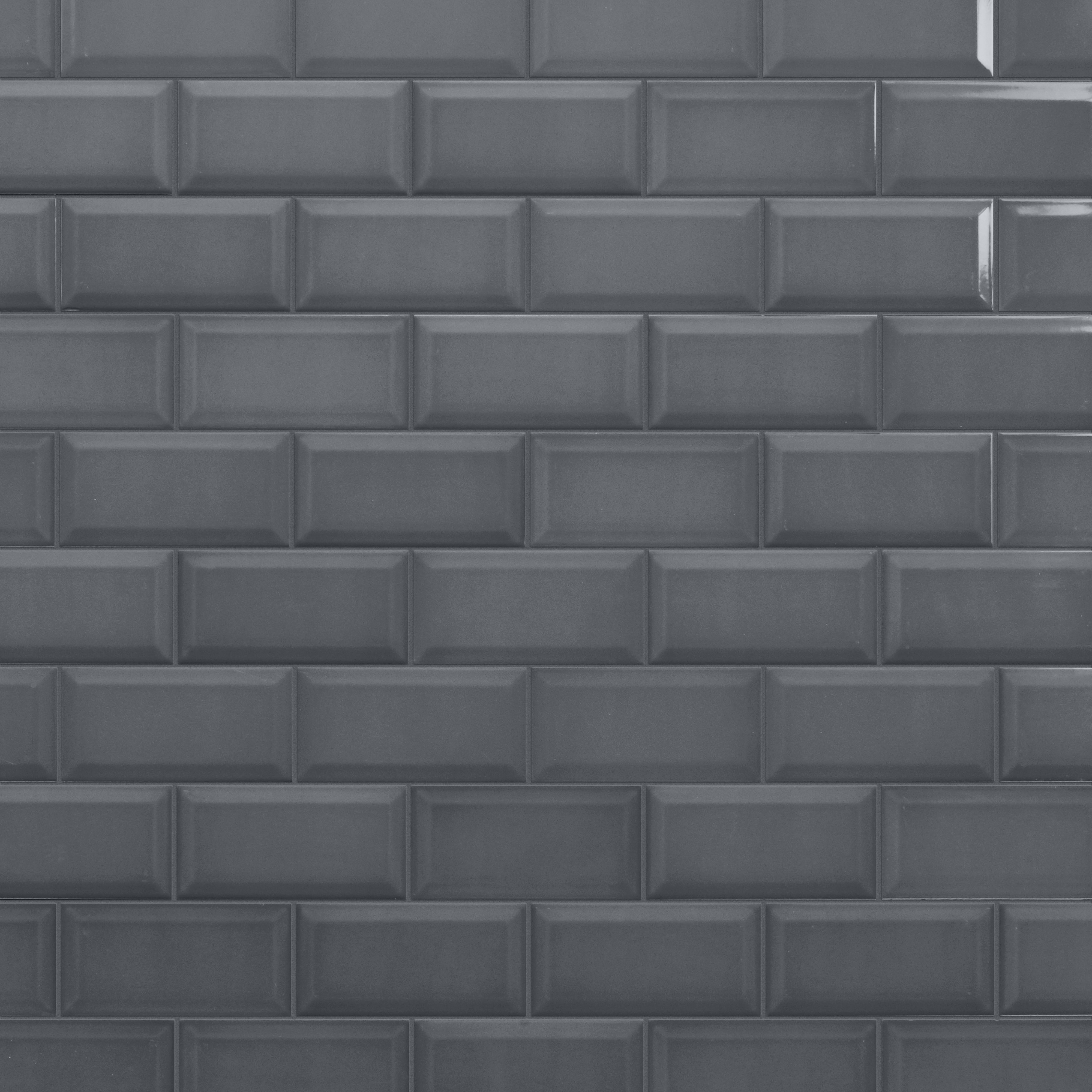 Trentie Anthracite Gloss Metro Ceramic Indoor Wall tile - 5