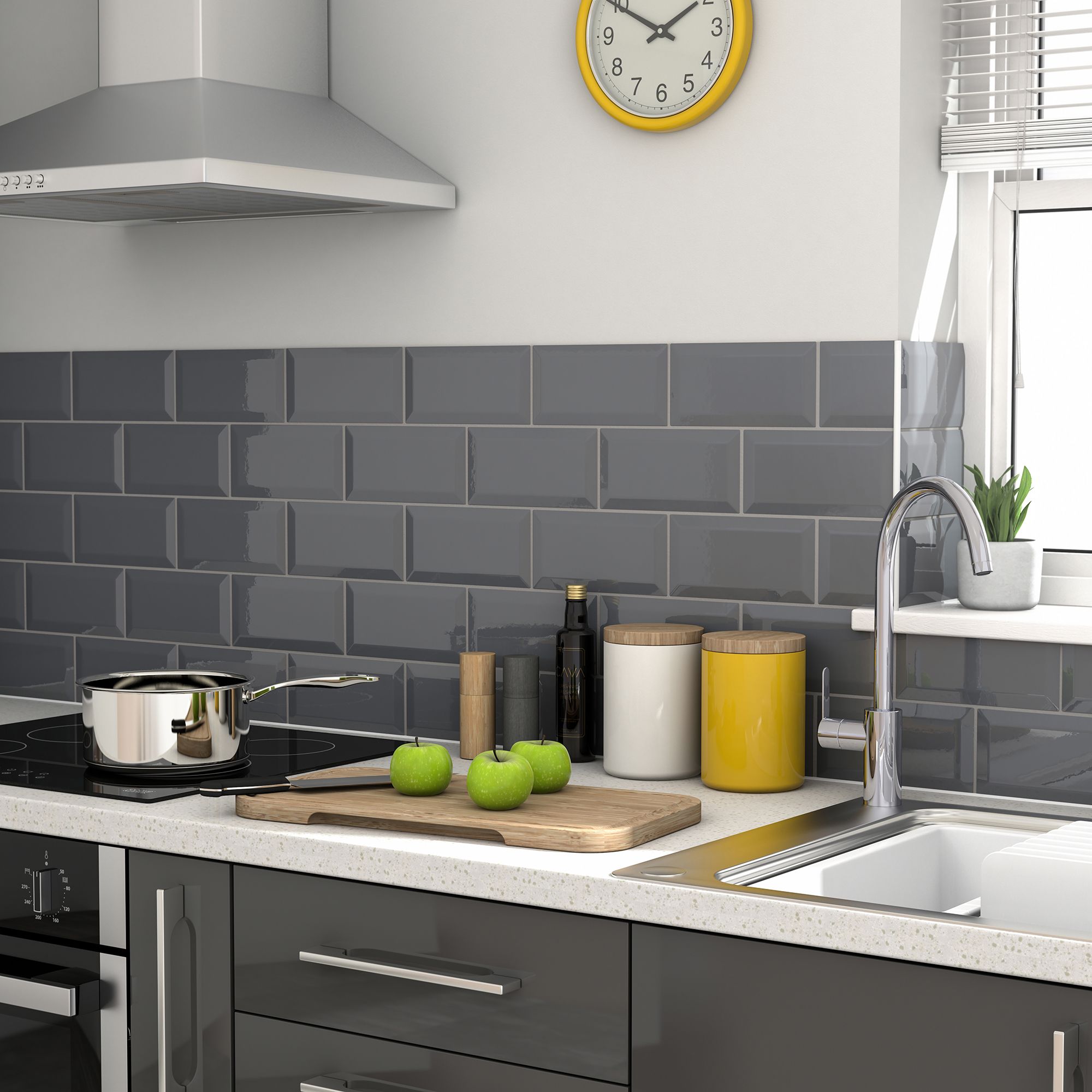 Grey kitchen deals wall tiles