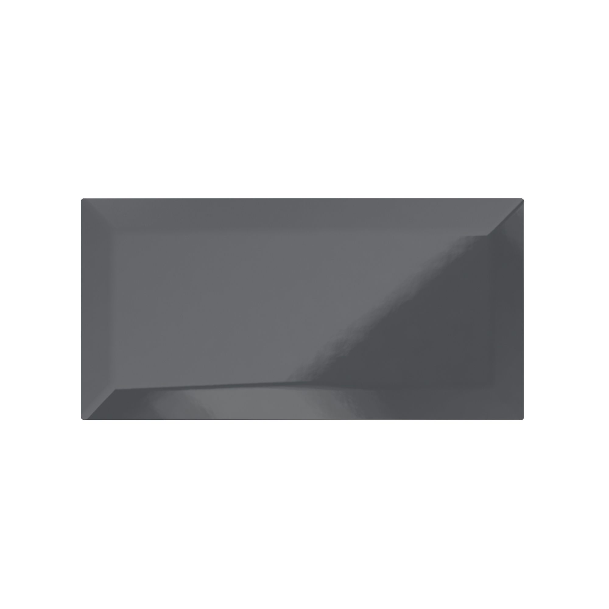 Trentie Anthracite Gloss Metro Ceramic Wall Tile, Pack Of 40, (L)200mm ...