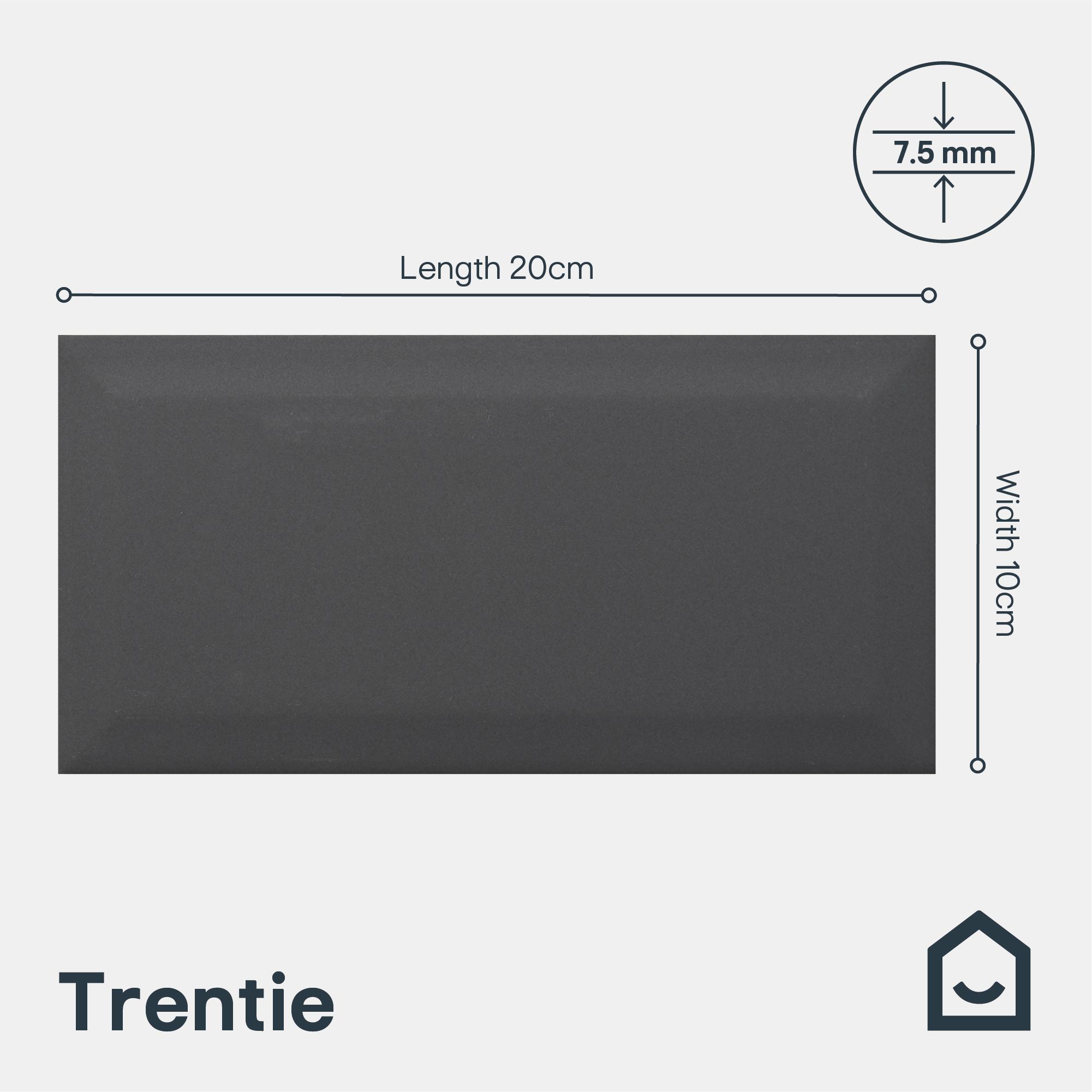 Trentie Anthracite Gloss Textured Ceramic Indoor Wall Tile, Pack of 50, (L)200mm (W)100mm