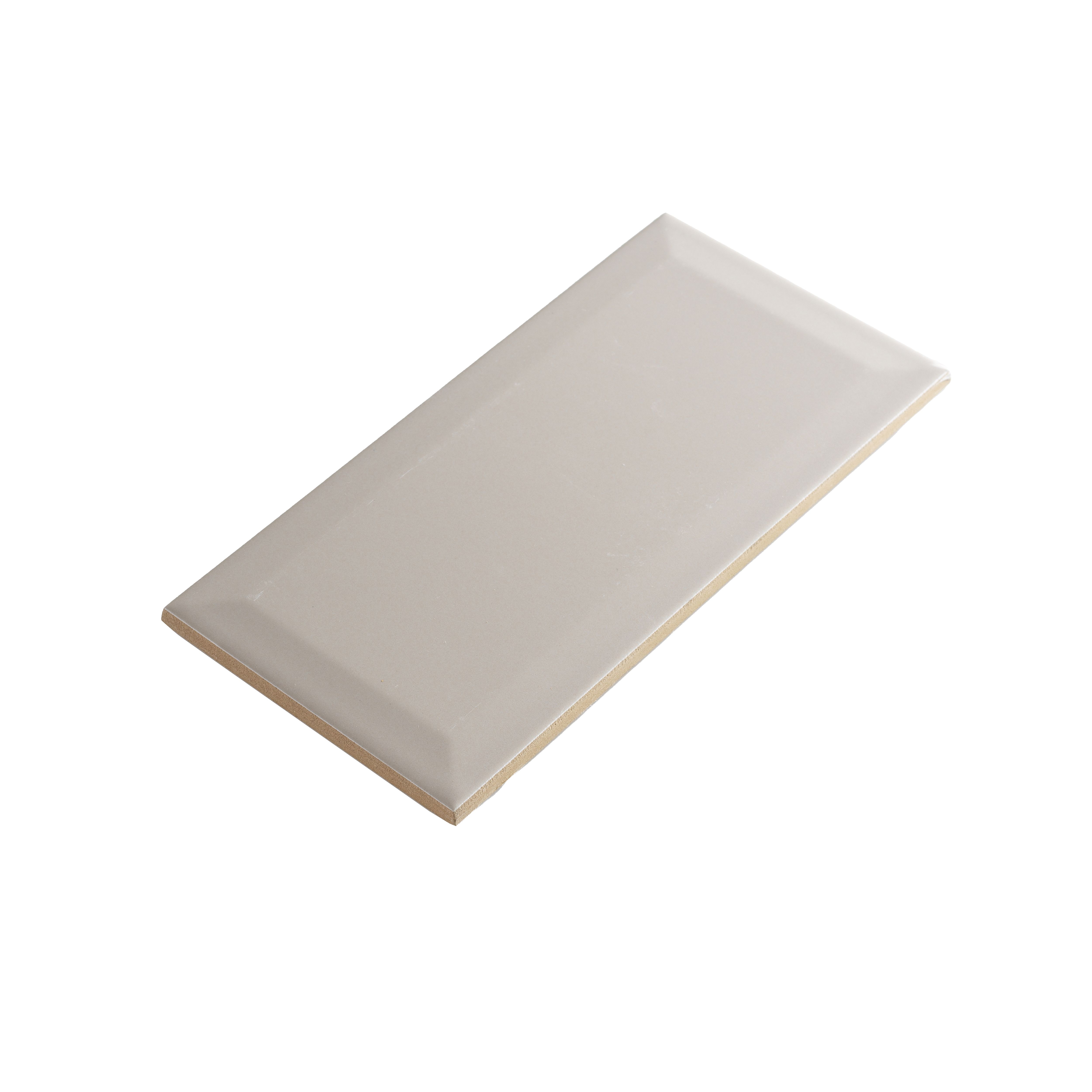 Trentie Beige Gloss Textured Ceramic Indoor Wall Tile, Pack of 50, (L)200mm (W)100mm