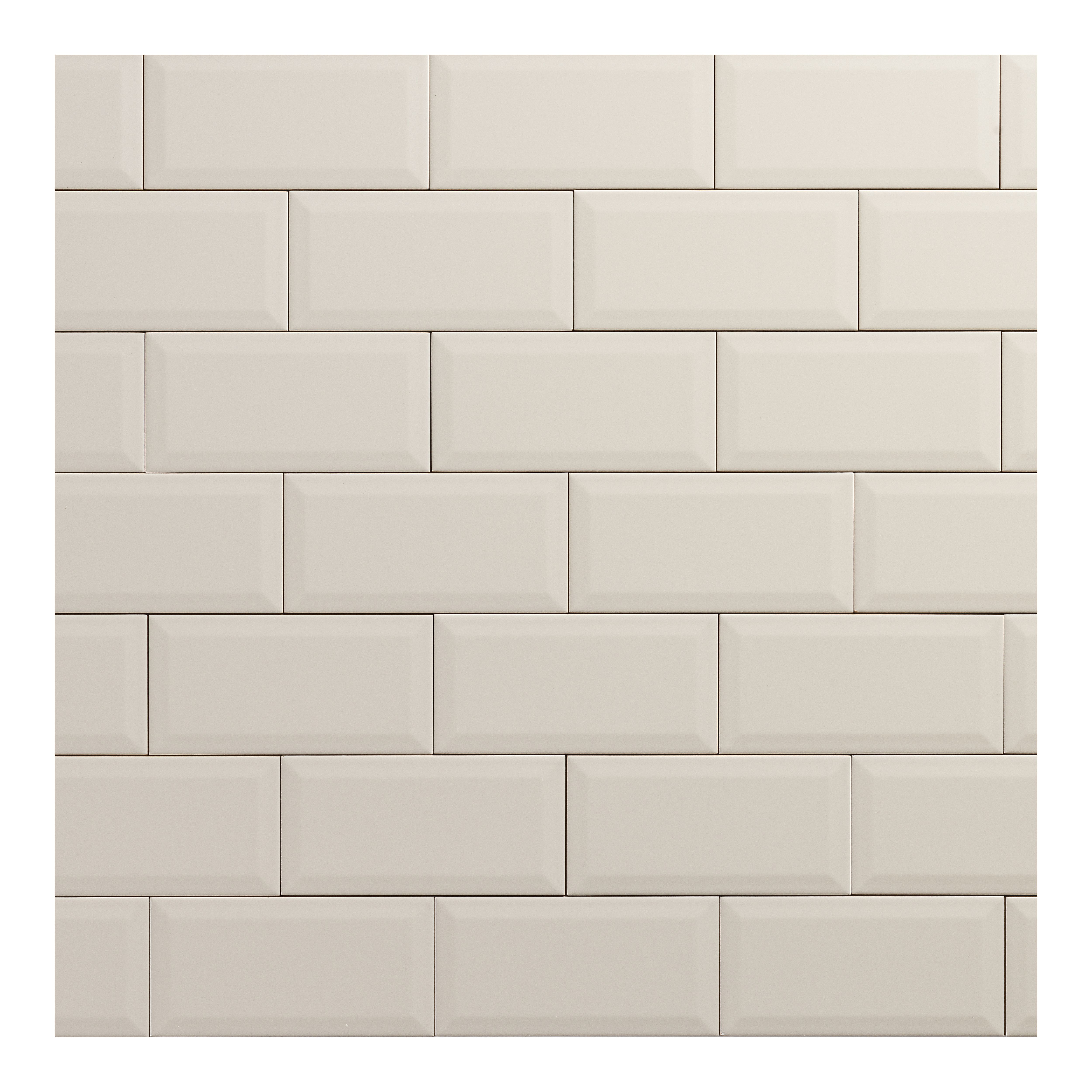 Trentie Beige Gloss Textured Ceramic Indoor Wall Tile, Pack of 50, (L)200mm (W)100mm