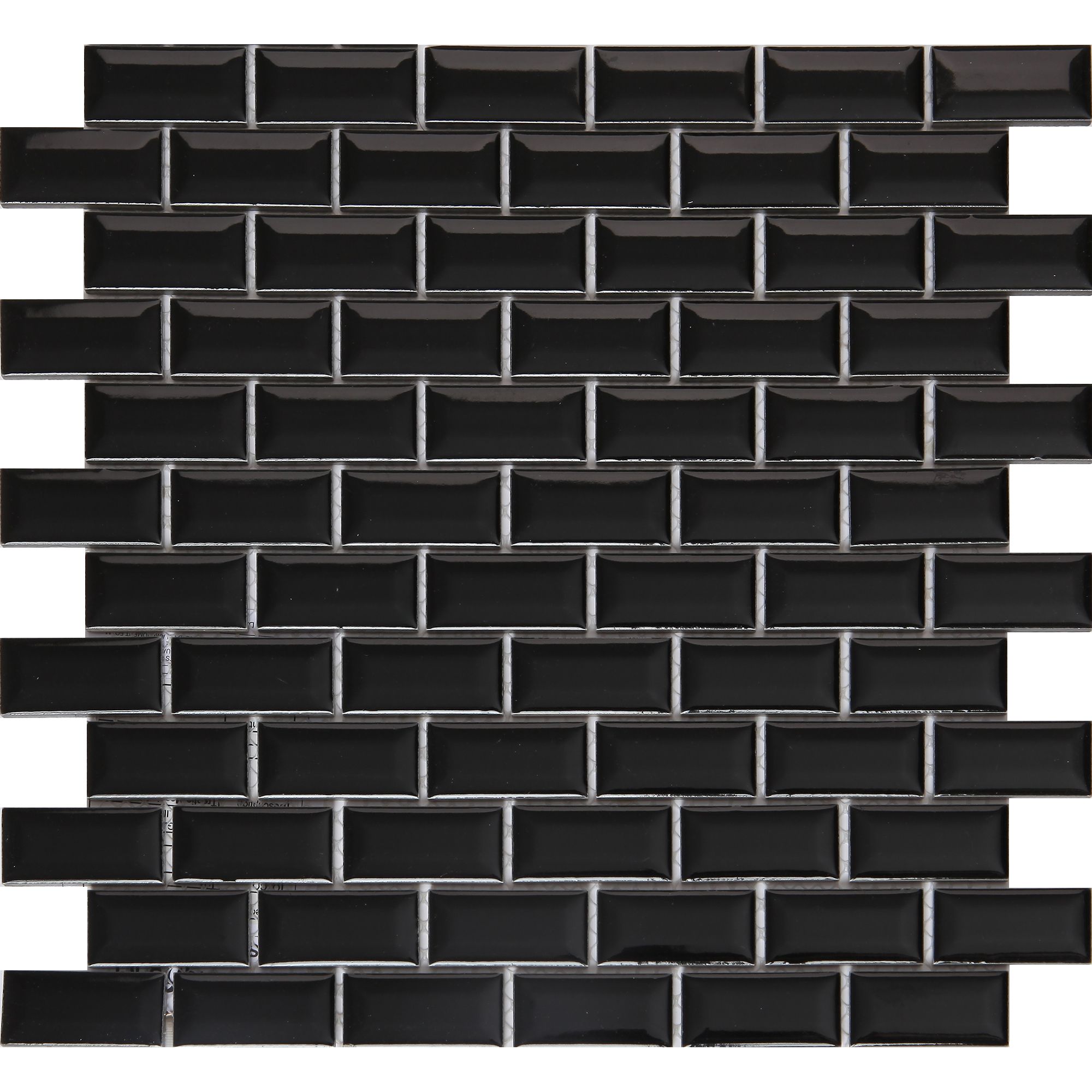 Trentie Black Gloss Flat Ceramic Mosaic tile sheet