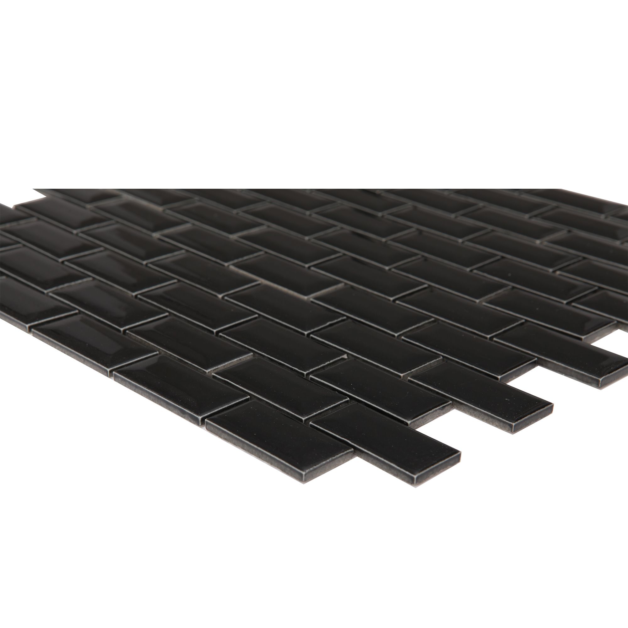 Trentie Black Gloss Flat Ceramic Mosaic tile sheet - 3