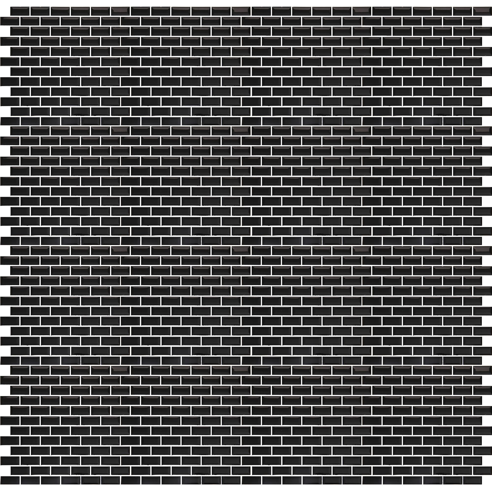 Trentie Black Gloss Flat Ceramic Mosaic tile sheet, (L)300mm (W)300mm
