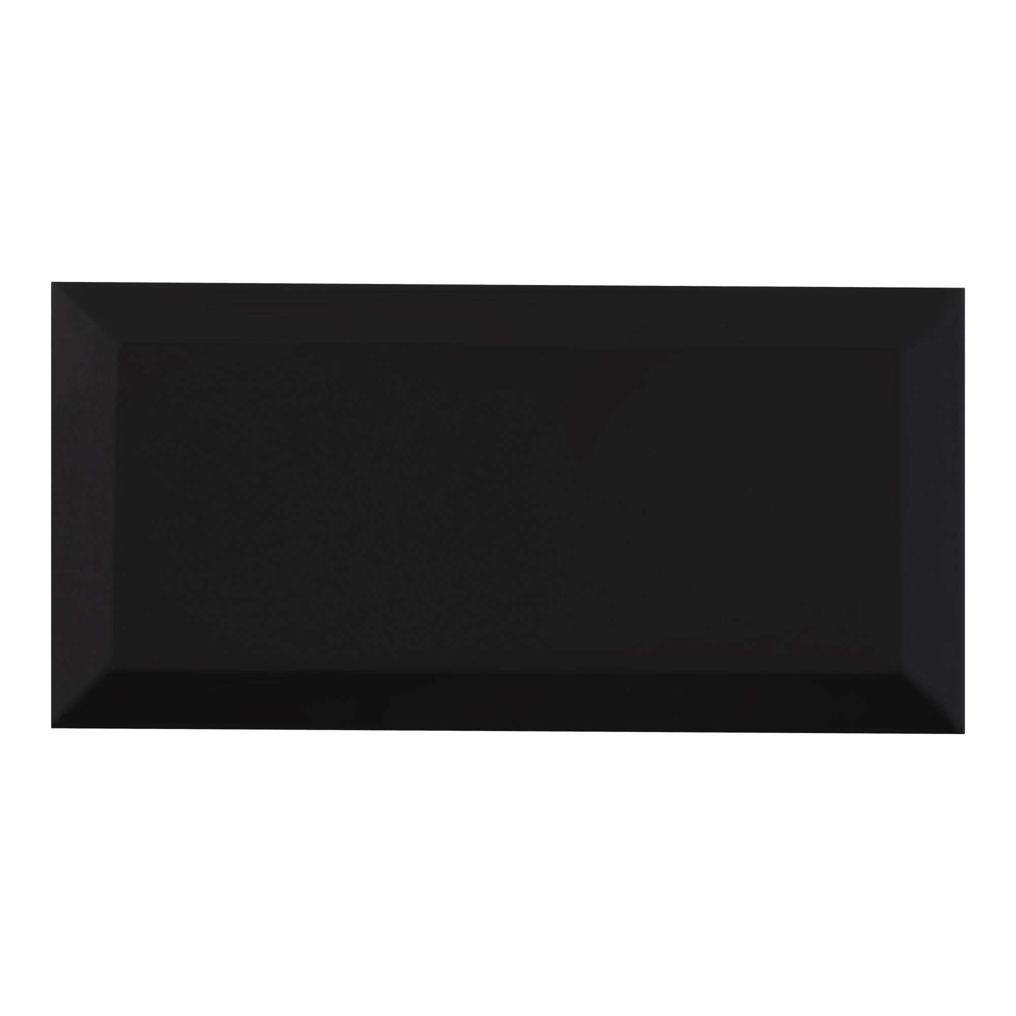 Trentie Black Gloss Textured Ceramic Indoor Wall Tile, Pack of 50, (L)200mm (W)100mm