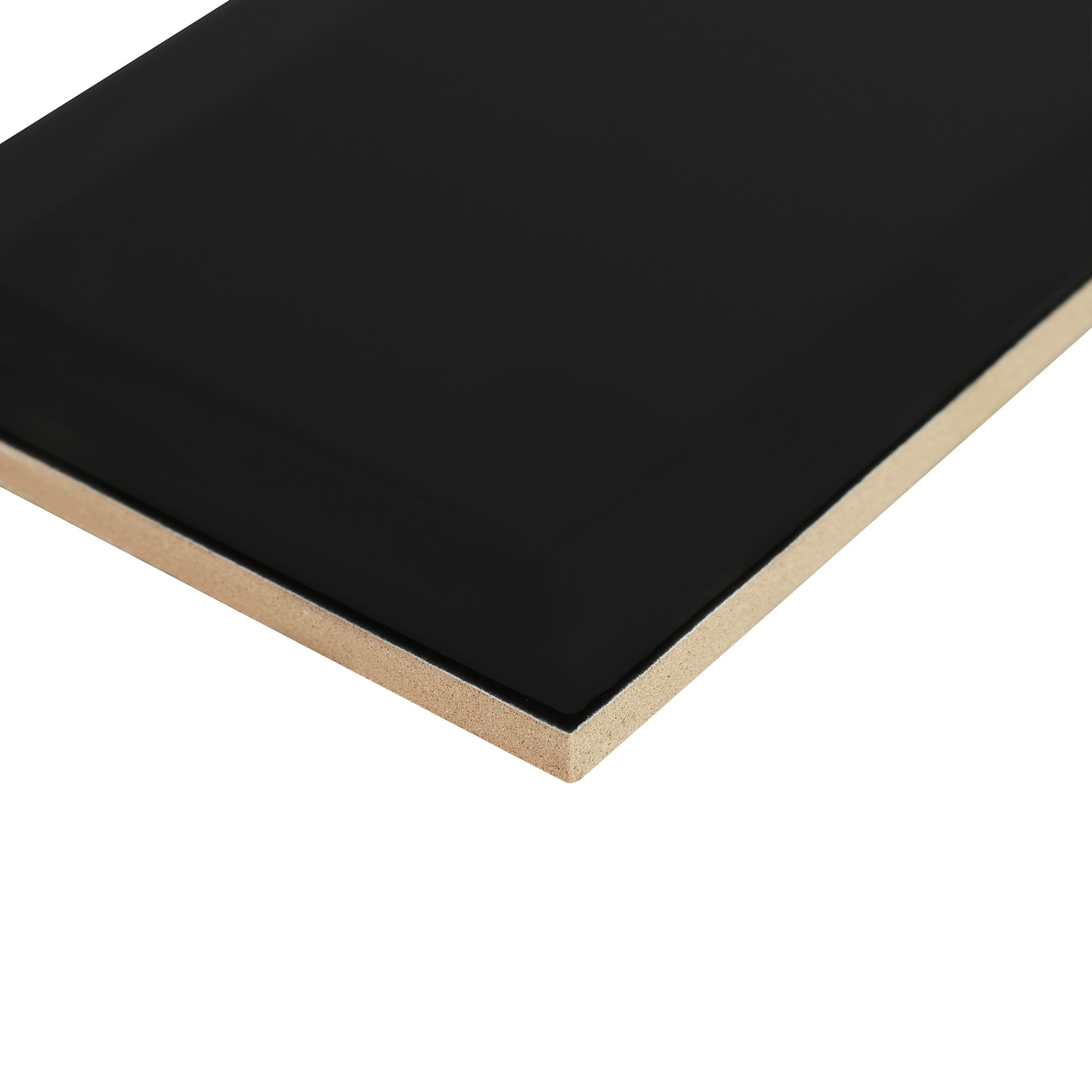 Trentie Black Gloss Textured Ceramic Indoor Wall Tile, Pack of 50, (L)200mm (W)100mm