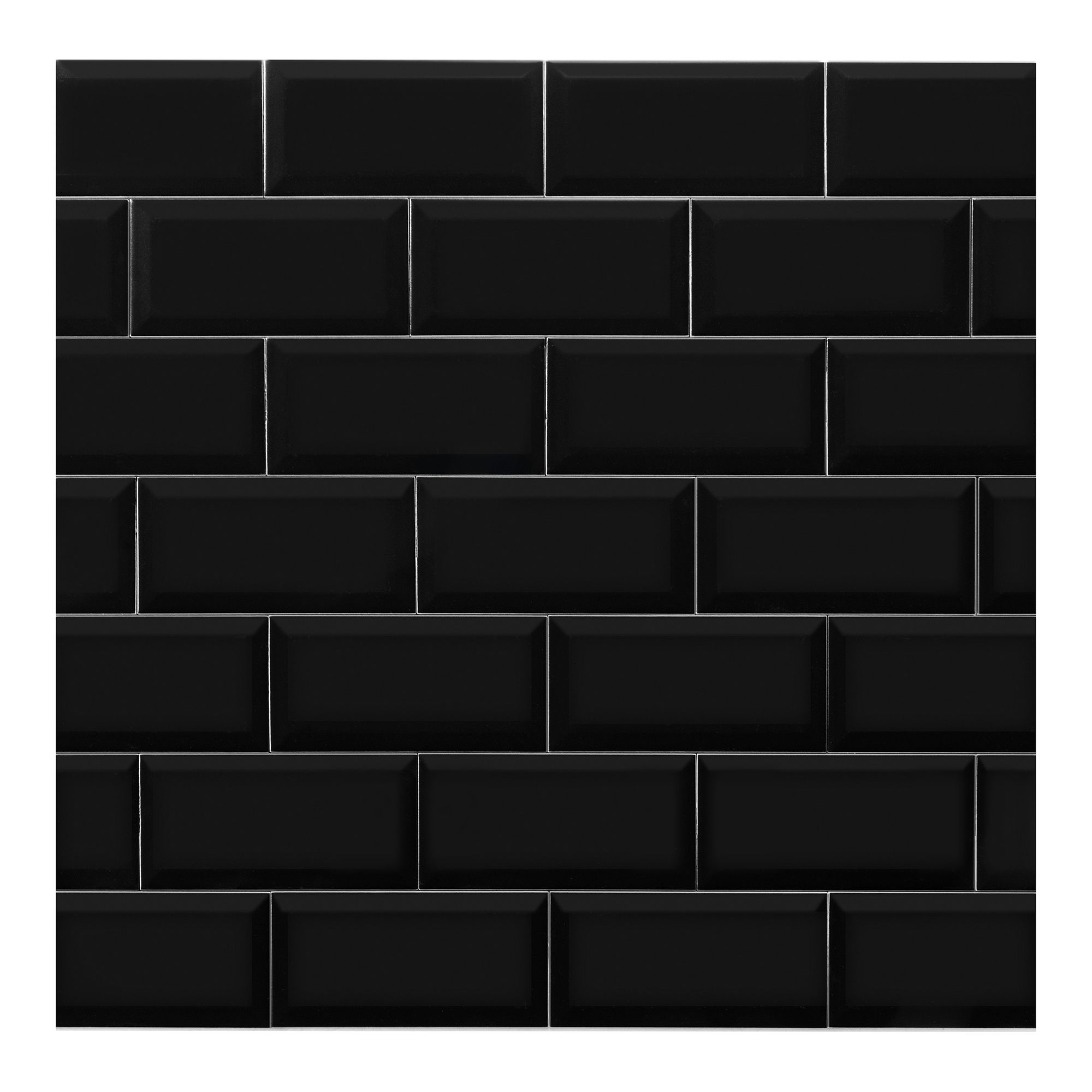 Trentie Black Matt Textured Ceramic Indoor Wall Tile, Pack of 50, (L)200mm (W)100mm