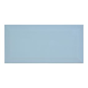 Trentie Blue Gloss Metro Ceramic Indoor Wall tile, Pack of 40, (L)200mm (W)100mm