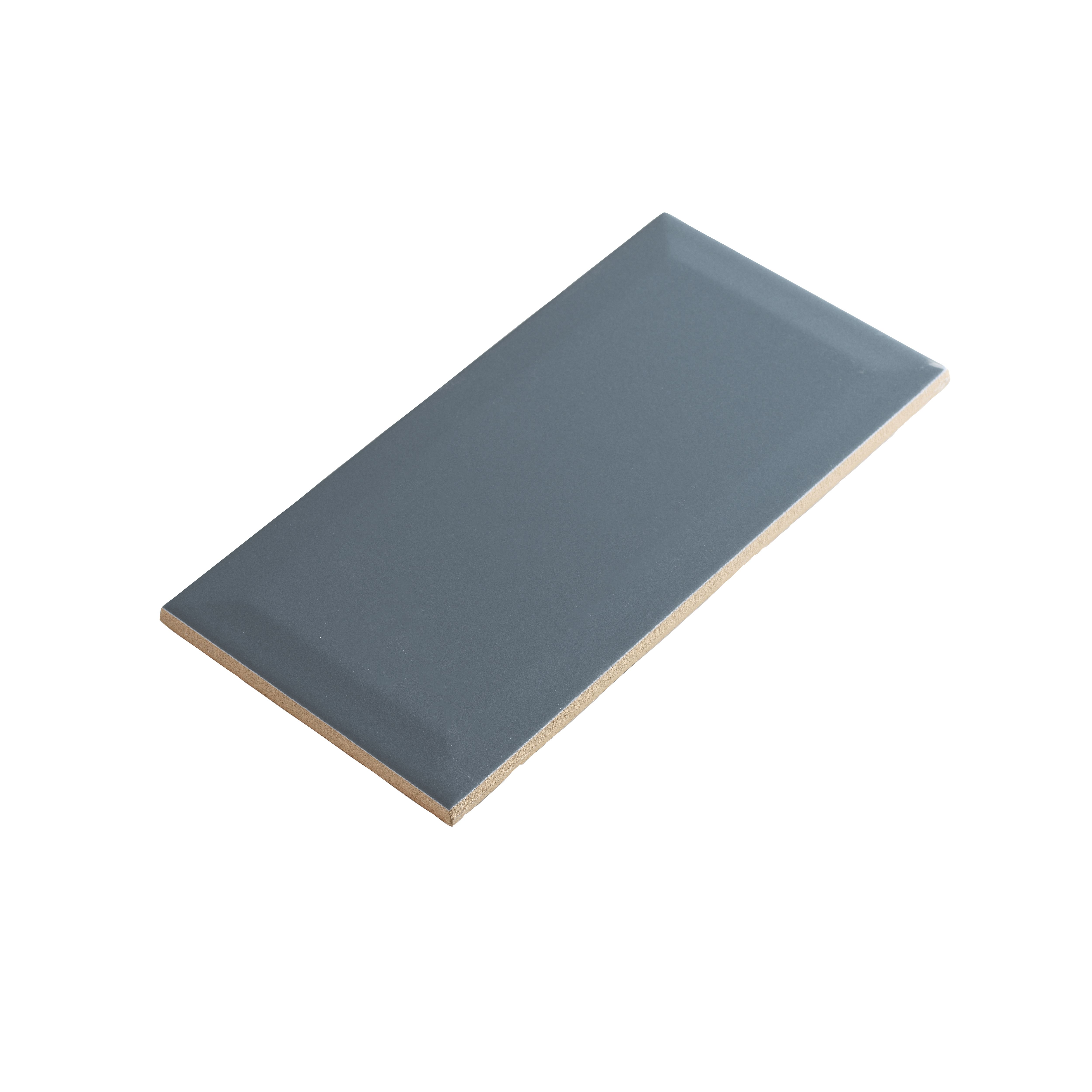 Trentie Blue Gloss Textured Ceramic Indoor Wall Tile, Pack of 50, (L)200mm (W)100mm