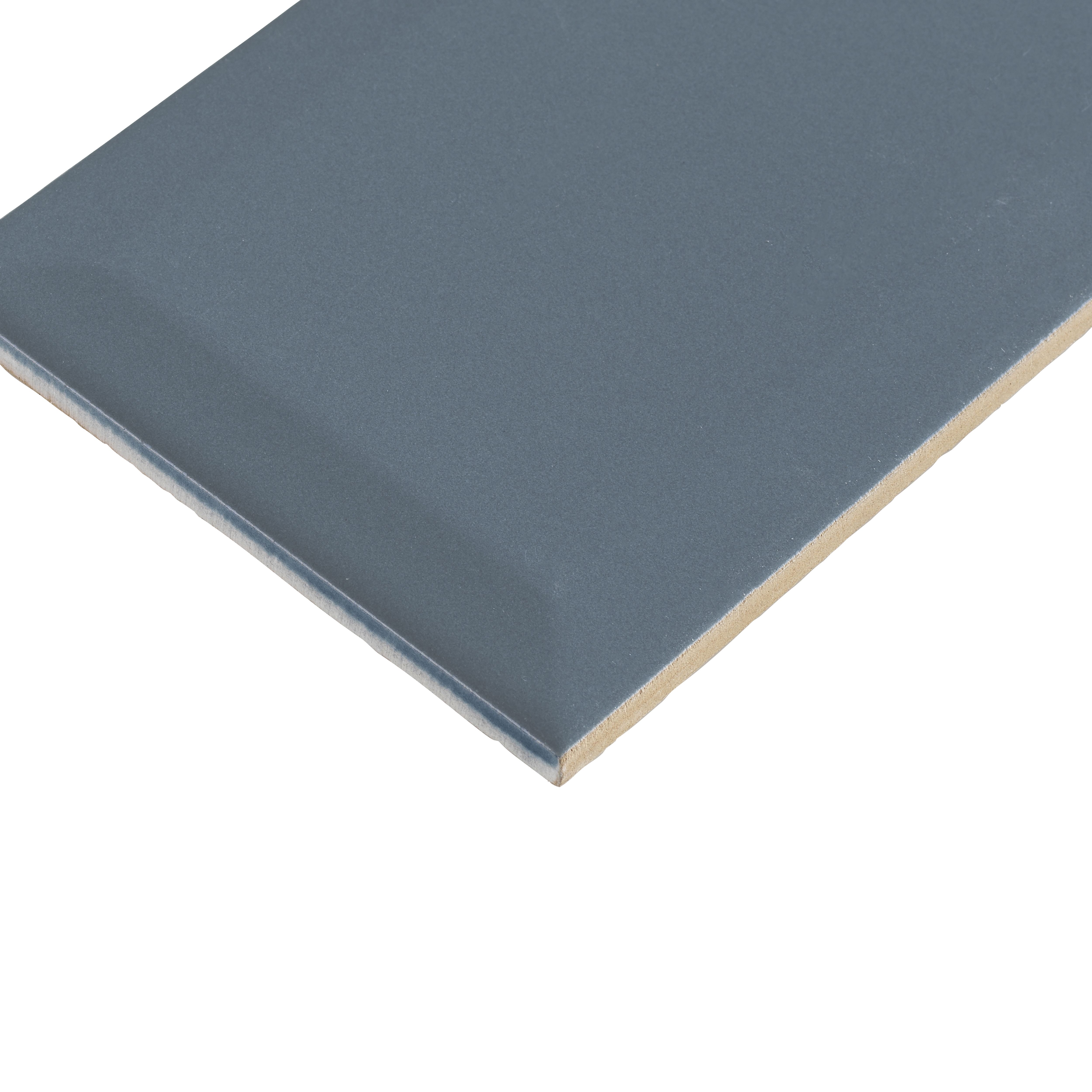 Trentie Blue Gloss Textured Ceramic Indoor Wall Tile, Pack of 50, (L)200mm (W)100mm