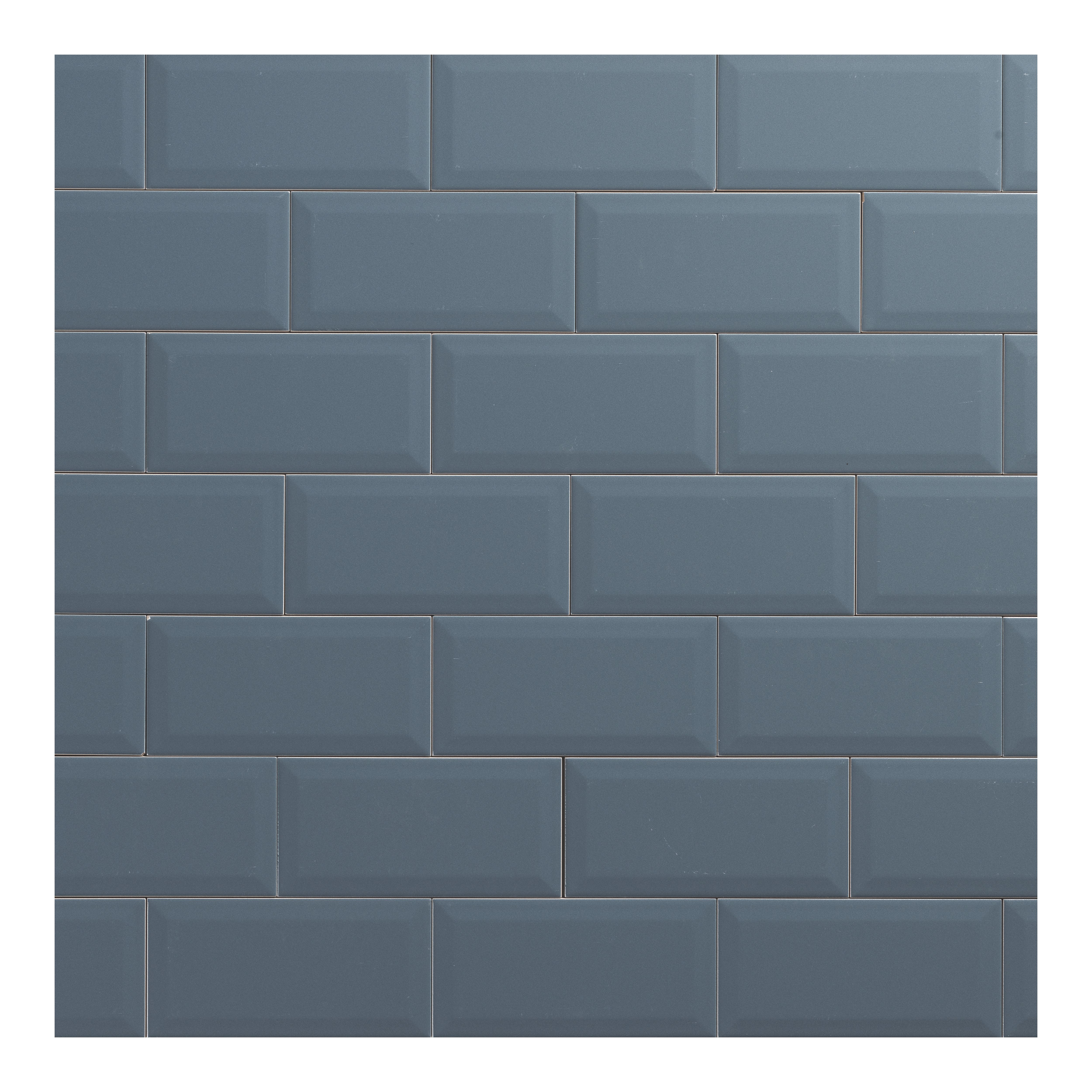 Trentie Blue Gloss Textured Ceramic Indoor Wall Tile, Pack of 50, (L)200mm (W)100mm