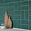 Trentie Dark Green Gloss Metro Ceramic Wall tile, Pack of 40, (L)200mm (W)100mm