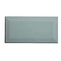 Trentie Green Gloss Metro Ceramic Wall Tile, Pack of 40, (L)200mm (W)100mm