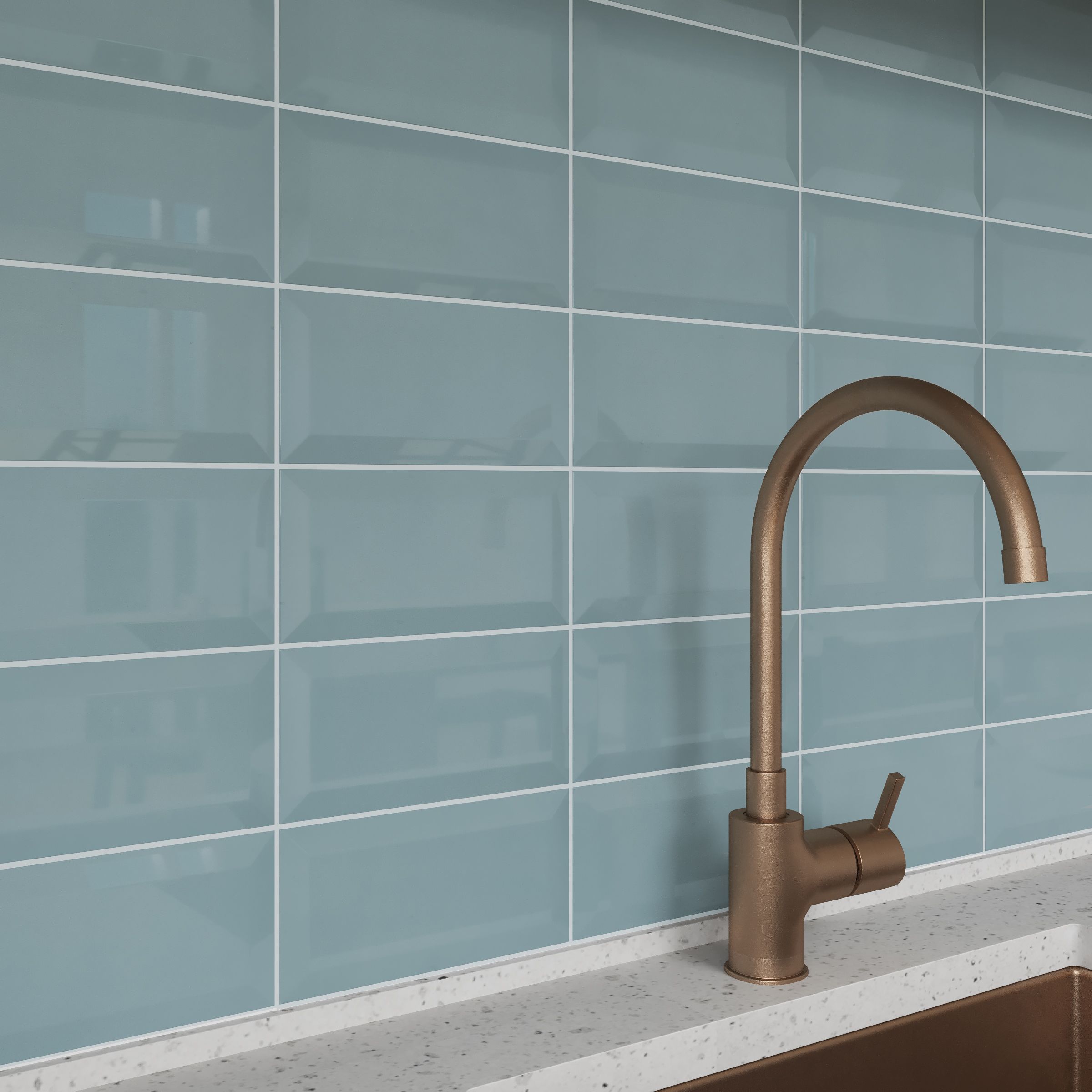 Trentie Green Gloss Metro Ceramic Wall tile