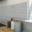 Trentie Grey Gloss Metro Ceramic Wall Tile, Pack of 40, (L)200mm (W)100mm