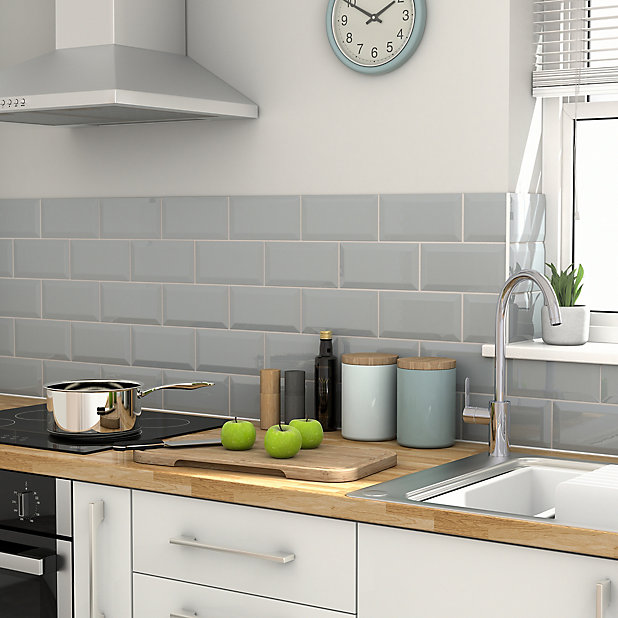 Tie Grey Gloss Metro Ceramic Wall, Wall Tiles Pictures For Kitchen